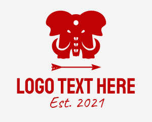 Zoo - Red Elephant Arrow logo design