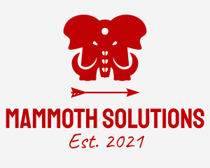 Mammoth - Red Elephant Arrow logo design