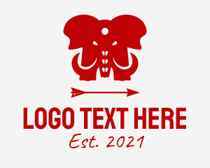 Wild Animal - Red Elephant Arrow logo design