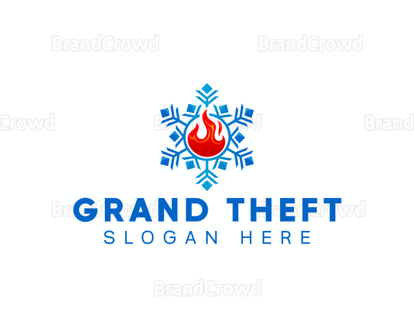 Hvac Snowflake Fire Logo