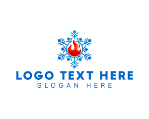 Refrigeration - Hvac Snowflake Fire logo design