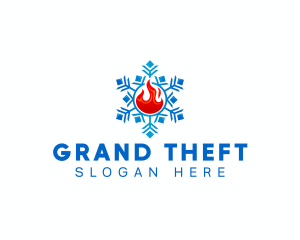 Refrigeration - Hvac Snowflake Fire logo design