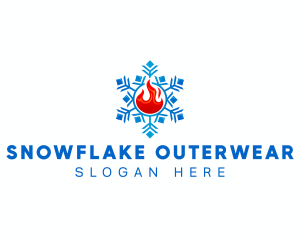 Hvac Snowflake Fire logo design