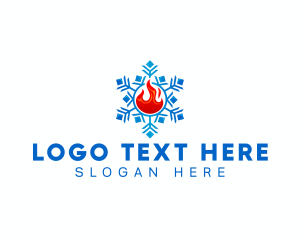 Temperature - Hvac Snowflake Fire logo design