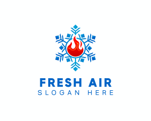 Hvac Snowflake Fire logo design