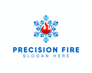 Hvac Snowflake Fire logo design