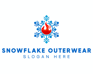 Hvac Snowflake Fire logo design