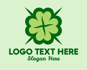 Four Leaf Clover - Green Lucky Clover logo design