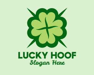 Green Lucky Clover  logo design