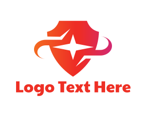 Cyber Security - Red Star Shield logo design
