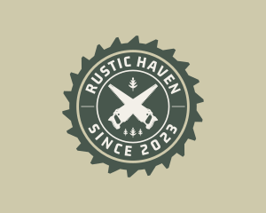 Rustic Lumberjack Saw logo design