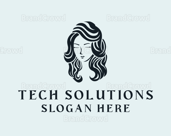 Wavy Hair Salon Lady Logo