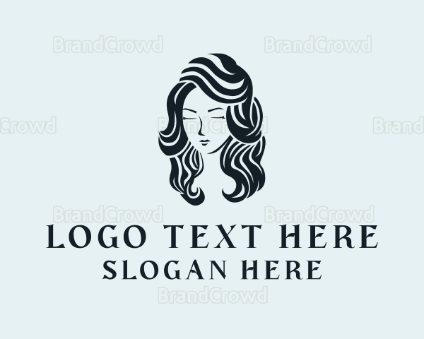 Wavy Hair Salon Lady Logo