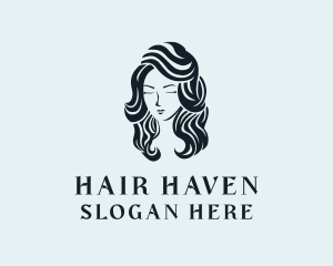 Wavy Hair Salon Lady  logo design