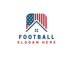 House - American Flag House logo design