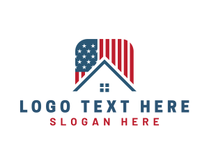 American - American Flag House logo design