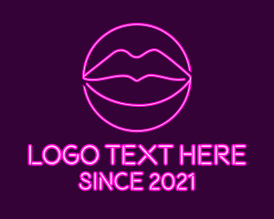Pole Dancing - Neon Sexy Lips logo design