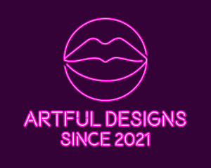 Neon Sexy Lips  logo design