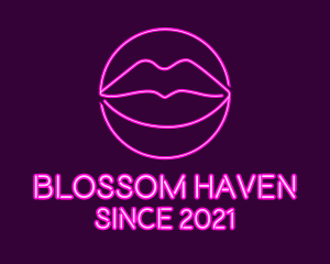 Neon Sexy Lips  logo design