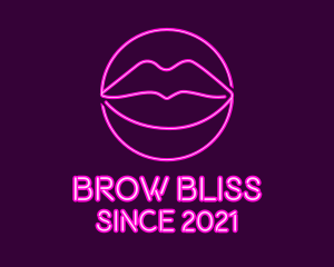 Neon Sexy Lips  logo design