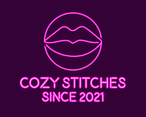 Neon Sexy Lips  logo design