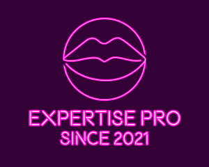 Neon Sexy Lips  logo design