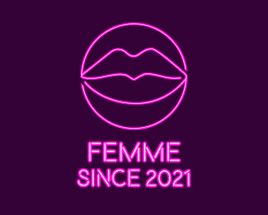 Neon Sexy Lips  logo design