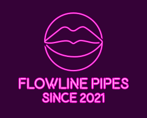 Neon Sexy Lips  logo design