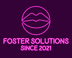 Neon Sexy Lips  logo design