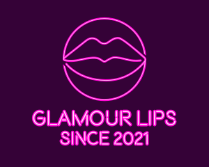 Neon Sexy Lips  logo design