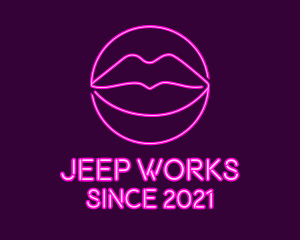 Neon Sexy Lips  logo design