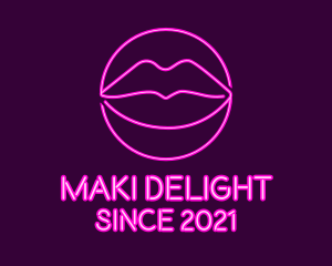 Neon Sexy Lips  logo design