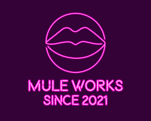 Neon Sexy Lips  logo design