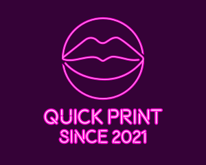 Neon Sexy Lips  logo design