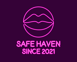 Neon Sexy Lips  logo design