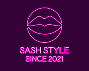 Neon Sexy Lips  logo design