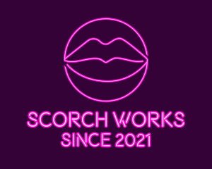 Neon Sexy Lips  logo design