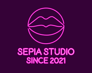 Neon Sexy Lips  logo design