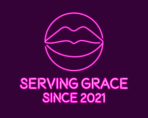 Neon Sexy Lips  logo design