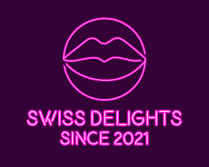 Neon Sexy Lips  logo design