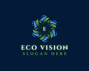 Water Droplet Leaf Eco logo design