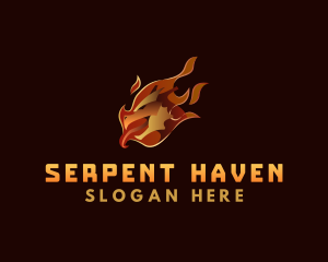 Fire Dragon Reptile logo design