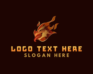 League - Fire Dragon Reptile logo design