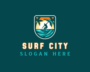 Beach Foil Surfing logo design