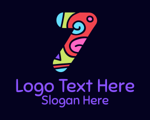 Birthday Party - Colorful Shapes Number 7 logo design