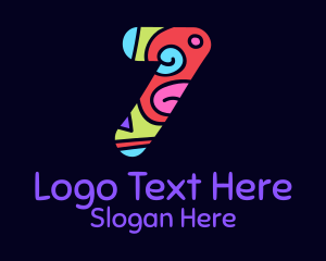 Number - Colorful Shapes Number 7 logo design