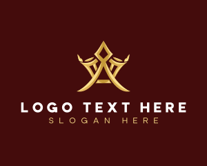 Golden - Royal Crown Letter A logo design