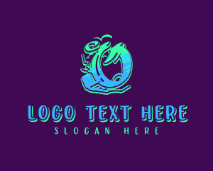 Music Label - Neon Graffiti Letter O logo design