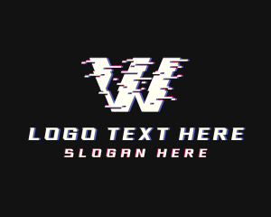 Anaglyph 3d - Glitch Esports Letter W logo design