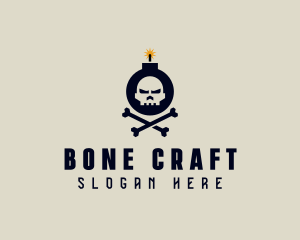 Bones - Bomb Skull Crossbones logo design